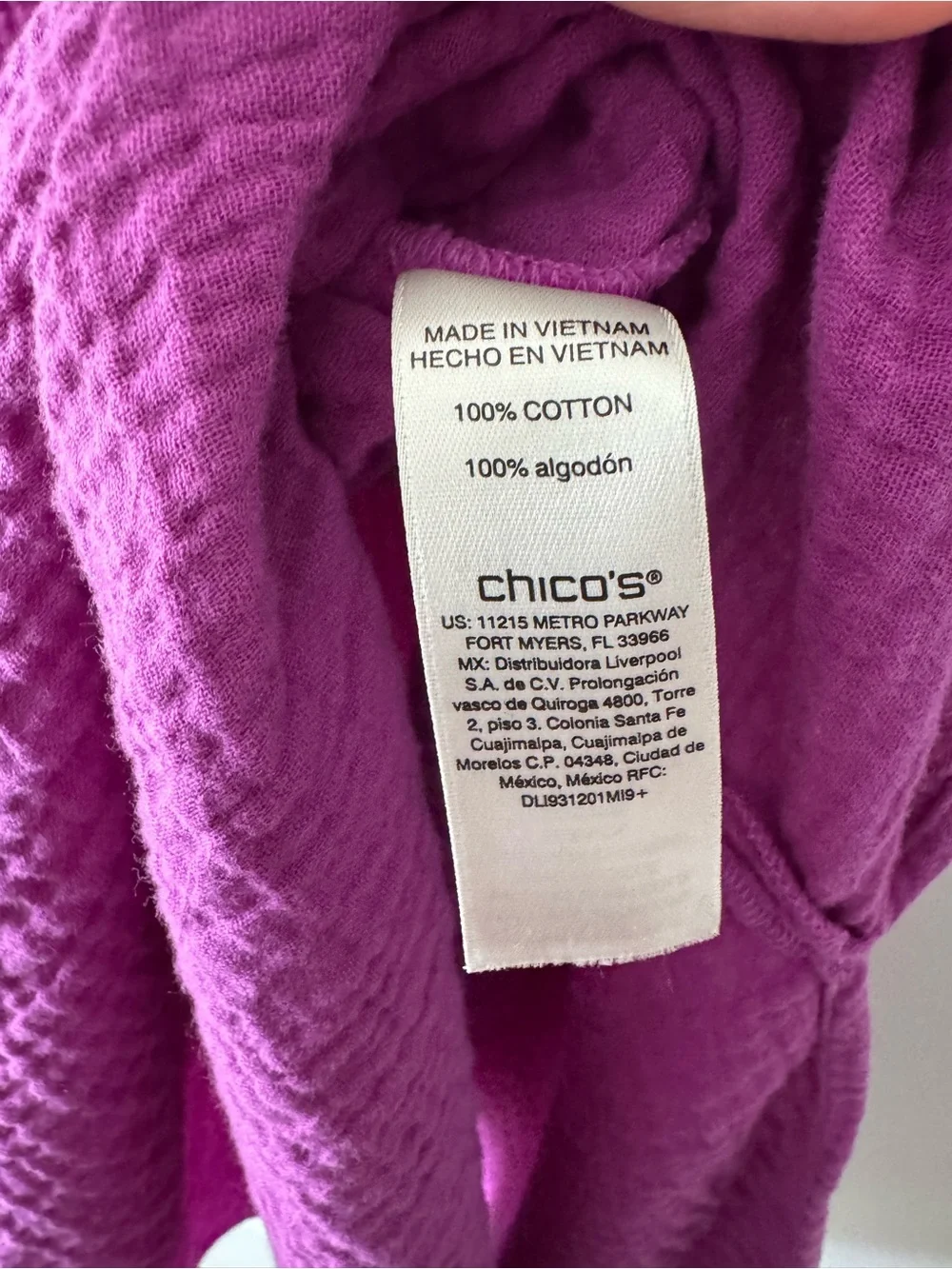 100% Cotton Chicos Dress Size 1 - Picture 5 of 6